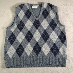 Vintage Pacific Coast Sweater Vest Mens Big XL Gray Argyle Pullover Golf USA 90s